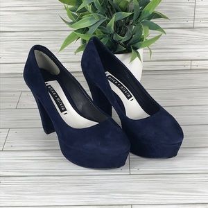 Alice + Olivia Women’s Platform Pumps Agnes Sapphire Prime Suede Heel Size 5